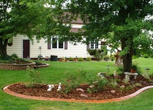 Red mulch in garden bed with The Decorative Edge